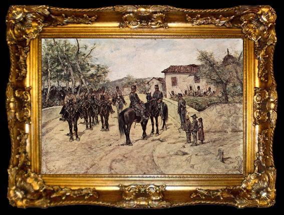 framed  Giovanni Fattori Rast der Kavallerieeinheit, ta009-2